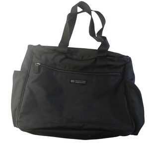 Kenneth Cole Reaction Nylon Tote Bag Black Zip Top Travel Work Bag 16x10 READ